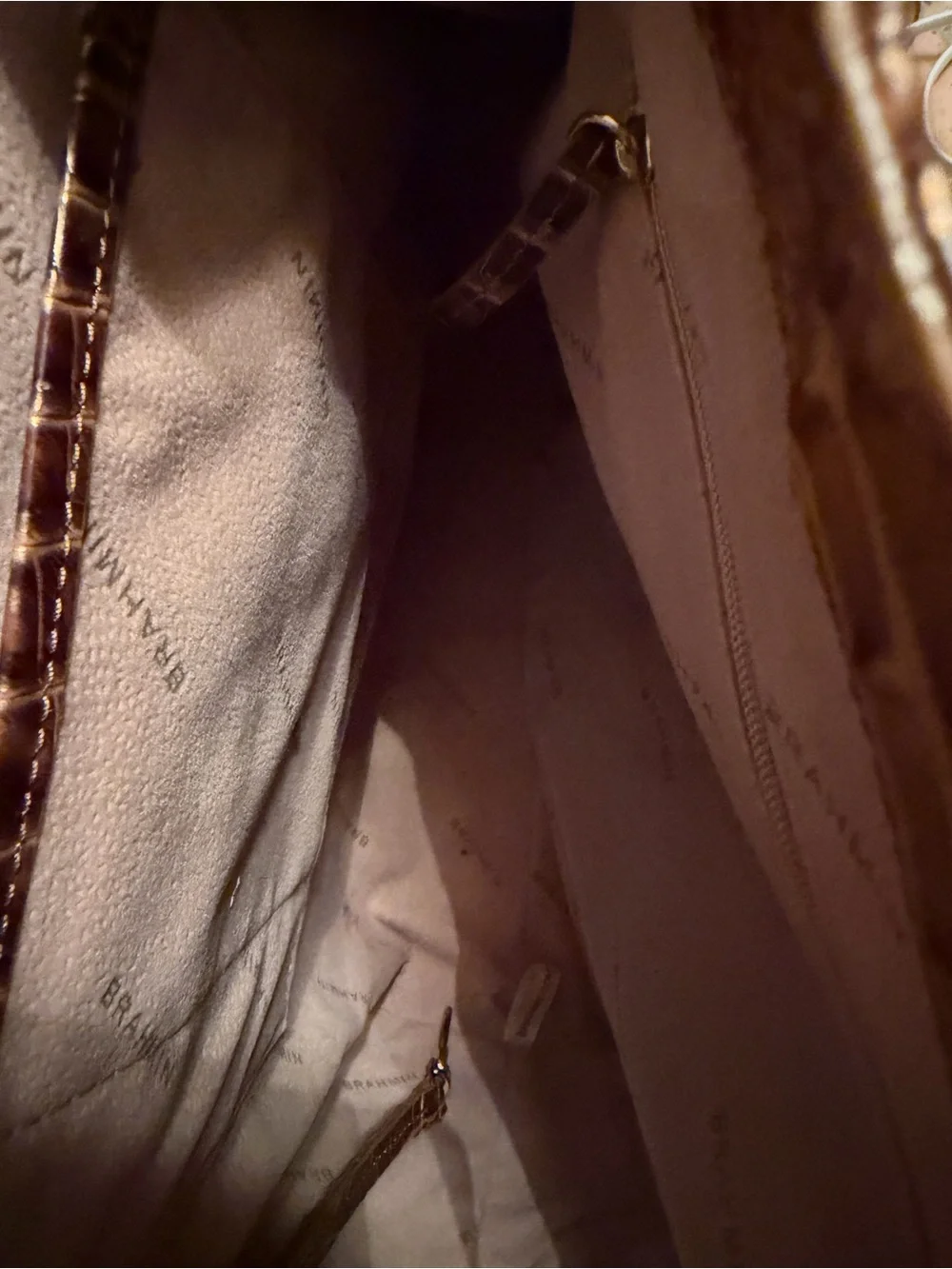 Brahmin Brown Croc-Embossed Leather Backpack